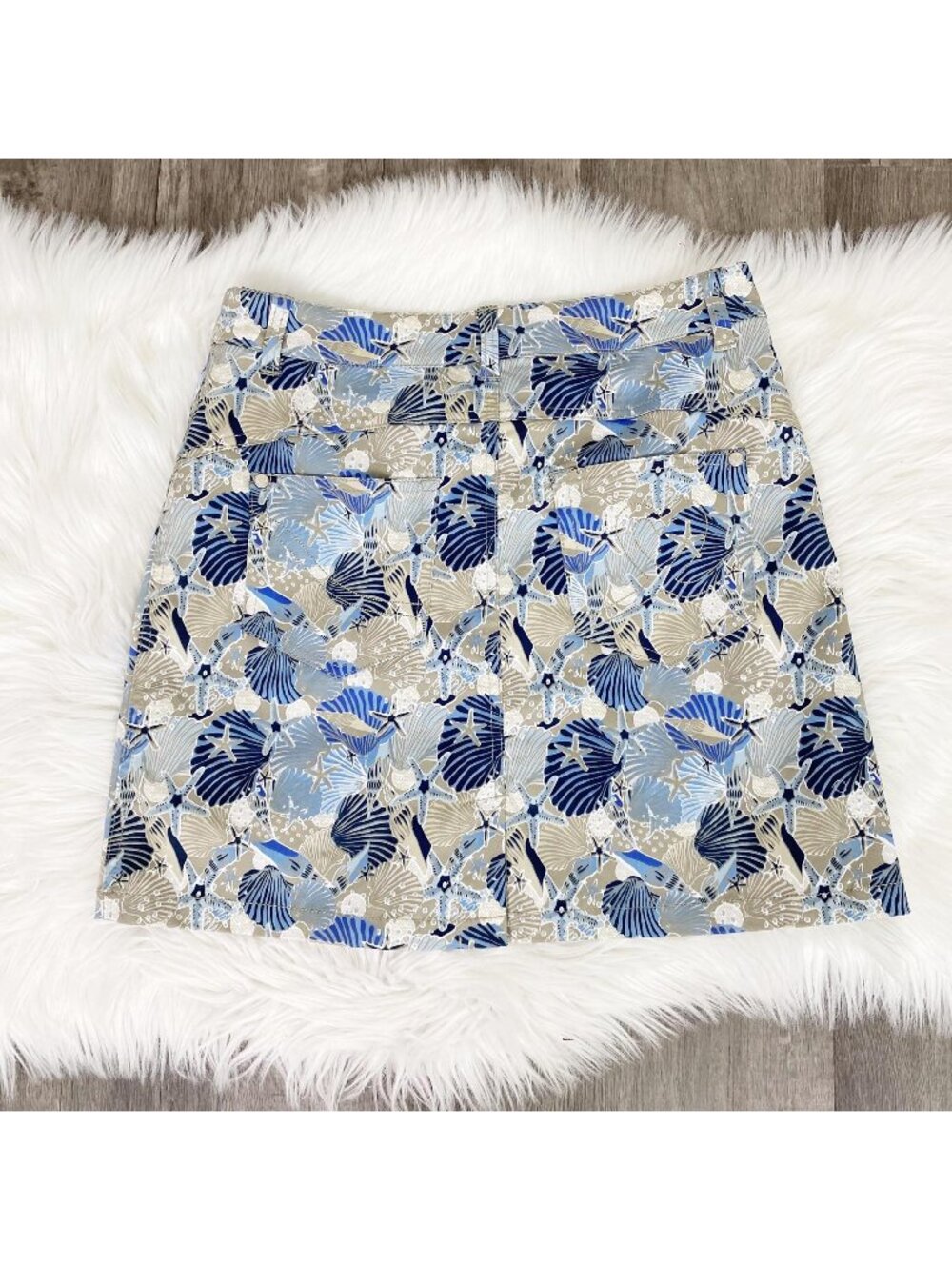 Daily Sports Skort Womens 4 Blue Seashore Shower Shell Print Golf Tennis Sporty